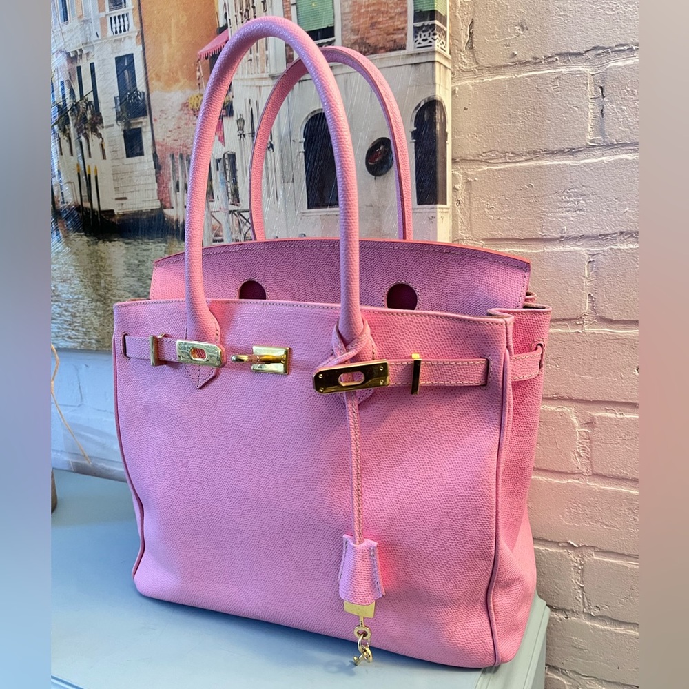 Gorgeous Birkin Style Genuine Italian Leather Pink Bag Handbag